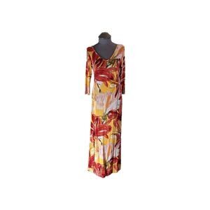 Soft Surroundings Size XS Floral Print Long Sleeve Maxi Dress